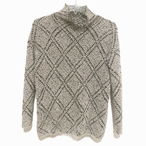 Chelsea & Theodore Sweaters - Chelsea & Theodore | Wool Turtleneck Sweater Gray Diamond Size Small
